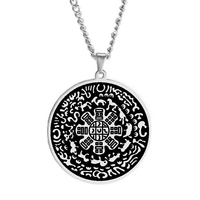 HLSS513 Vomissements Trésor Rat Neuf Palais Huit Trigrammes Bonne Chance Richesse Fortune Six mots Mantra En Acier Inoxydable Charme Collier