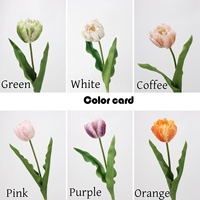 Bunga Tulip PU Hijau Besar Tiruan Mewah dengan Sentuhan Realistis untuk Dekorasi Meja Rumah, Ornamen Mewah Warna Oranye