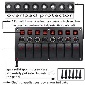 Panneau de commutation à bascule étanche 8 interrupteurs rouge ON-OFF avec disjoncteur pour bateau, <span class=keywords><strong>voiture</strong></span>, camping-car, camion - Product Image 5