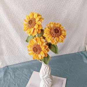 ช่อดอกไม้ถักงานแฮนด์เมดช่อดอกไม้ของขวัญวันเกิดงานถักโครเชต์ดอกไม้ตกแต่งบ้าน - Product Image 2