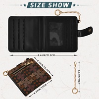 Dompet Perjalanan Wanita Kulit PU Kompak dengan Kantong Koin Rfid Zipper Kecil, Desain Quilt Hawaii Kustom, Tempat Kartu Kredit dan Uang Tunai