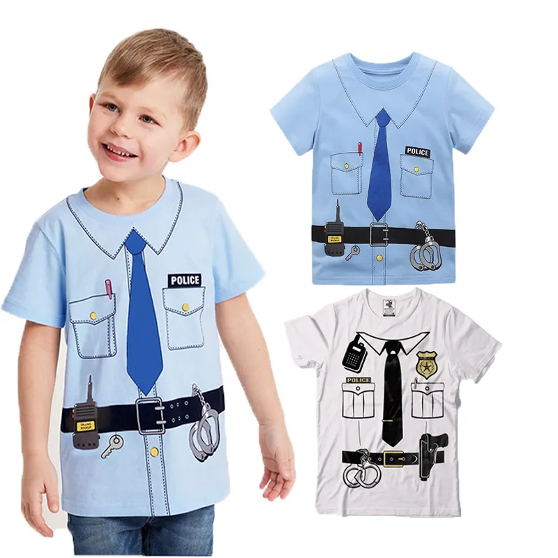 FuYu Hot Selling Police Officer Law Enforcement Cop Toddler Boy Girl T-Shirt pour l'été