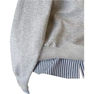 Sweat-shirt surdimensionné personnalisé pour femme, pull rayé à manches longues, col tricoté, vêtements respirants de style preppy - Product Image 5