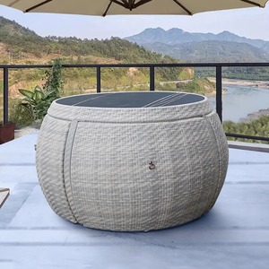 Conjunto de Mesa y Sillas de Jardín, Combinación de Ratán Informal para Exteriores, Resistente al Sol y al Agua, para Terraza, Jardín, Balcón - Product Image 3