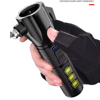 Marteau de sécurité d'urgence portable rechargeable pour voiture avec lampe torche LED, brise-vitre, outil d'évacuation d'urgence