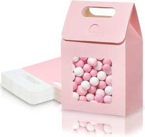 Sacs cadeaux en papier kraft MINI roses avec fenêtre transparente, petites boîtes cadeaux avec poignée, boîtes <span class=keywords><strong>à</strong></span> bonbons pour Purim, mariage - Product Image 1