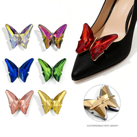 Clips de chaussures en métal papillon avec cristaux, ornements pour chaussures à talons hauts pour femmes, accessoires de boucle de chaussure à cristaux, vente en gros