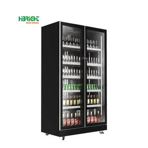 Refrigerador vertical de conveniencia, congelador de nevera comercial de supermercado con luces LED