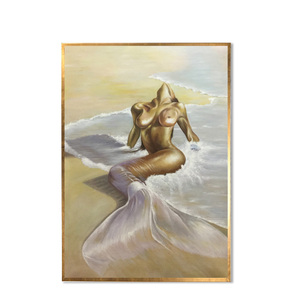 Peint à la main élégante femme allongée nue <span class=keywords><strong>sur</strong></span> la plage paysage peinture à l'huile <span class=keywords><strong>sur</strong></span> toile pour chambre nu Portrait décor peinture - Product Image 1