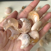 Ideas de nuevos productos 2025 30mm flor ágata Lune tallado cristales artesanías Natur flor de cerezo ágata luna creciente para regalo