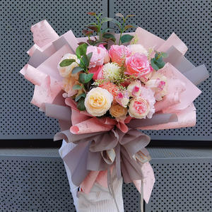 Rollo de papel de regalo de estampado en caliente de flores coreanas de 20 hojas, envoltura de regalo de ramo impermeable con revestimiento de PE - Product Image 6