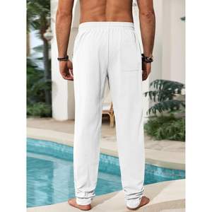 2025 pantalon caftan en coton pour hommes avec taille élastique cordon été Yoga Kurta pantalon avec poches et design décontracté - Product Image 4
