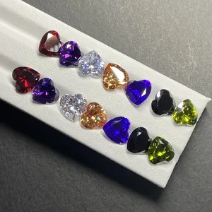 Wholesale Machine Cut 3x3 5x5 8x8 10x10mm White Green Yellow Tanzanite Coffee 5A Heart Cubic Zirconia Stone For Sale