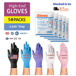 Gants en nitrile pour examen médical, non stériles, avec logo personnalisé, lot de 2 pièces, pour les voyages et les premiers secours - Product Image 1