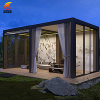 Pergola bioclimatique en aluminium 4x4m pour extérieur, toit à lamelles, auvent imperméable, gazebo avec écran, télécommande motorisée, écologique