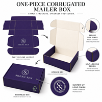 Boîtes en carton ondulé violet recyclables personnalisables avec finition pailletée, fermeture à déchirure facile, pour emballage logistique de vêtements, avec logo
