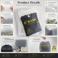 Sac d'emballage pour vêtements et accessoires, translucide givré, réutilisable, avec logo doré en feuille d'or et fermeture éclair coulissante Instagram TikTok