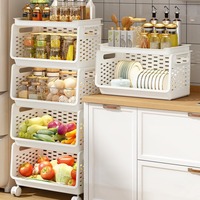 Chariot de rangement multifonctionnel à 4 niveaux pour fruits et légumes, 4 roues, moderne, en PP, pour cuisine, salle de bain, salon, oignons, pommes de terre