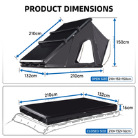 Tente de toit de voiture haut de gamme pour 2 personnes avec cadre en aluminium, tissu Oxford imperméable et poteaux en fibre de verre