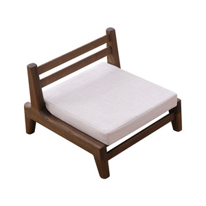 <span class=keywords><strong>Chaise</strong></span> <span class=keywords><strong>basse</strong></span> japonaise minimaliste en tatami, en bois d'orme massif, avec dossier, tabouret, structure à tenons et mortaises - Product Image 4
