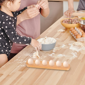 Hot Selling Eco-Friendly Modern Wooden <b>Egg</b> Holder 6 Holes Bamboo Plate Tabletop Refrigerator <b>Storage</b> - Product Image 5