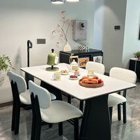 Ensemble table et chaises rectangulaires en bois massif et dalle de roche italienne, prix usine, pour maison et appartement