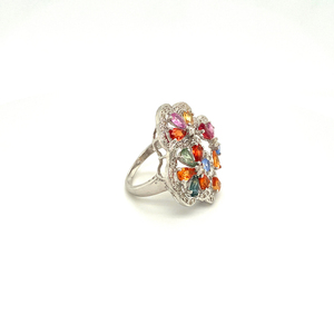 Anillo con forma de pera hecho a mano de Plata de Ley 925 de diseño moderno, piedras preciosas de zafiro múltiples de alta calidad, bodas finas personalizables - Product Image 2