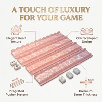 Supports de Mahjong en Acrylique Festonnés Modernes de Luxe - Pliables, Écologiques, Durables, Rose Nacré Scintillant, 17,5 Pouces, Accessoires