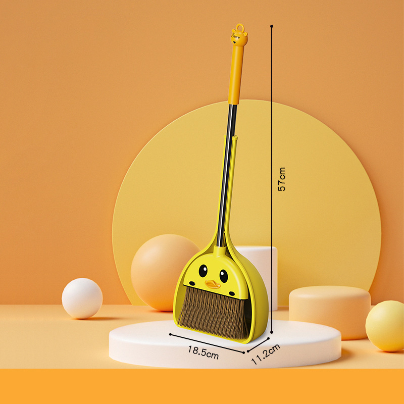 Yellow broom dustpan