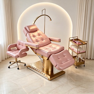 RJ Multi Functional Golden Stainless Steel Base Beauty Salon Massage Bed, Electric Bending Care Facial Eyelash Beauty Bed Lash B - Product Image 4
