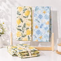 Op maat gemaakt bloemen- en dierenprint voor keukendecoratie, op maat gemaakt patroon keukendoek van natuurlijk linnen katoen.