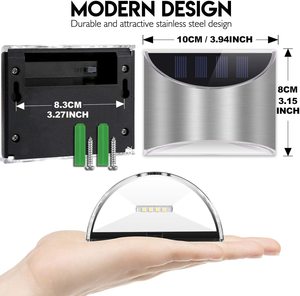 Lámpara Solar LED para Cercas y Paredes, Impermeable IP65, de Acero Inoxidable, con Batería Recargable, Encendido Automático Nocturno, para Número de Casa y Jardín - Product Image 2