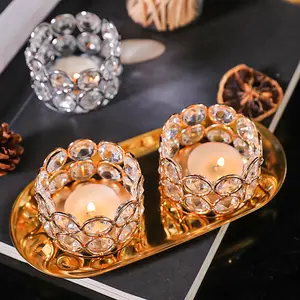 Onore del portacandele Color oro cristallo con perline di cristallo Design per la decorazione di stoviglie da salotto per la casa