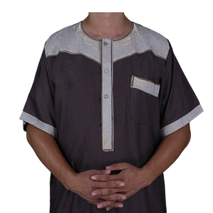 Estilo marroquí musulmán seis colores hombres manga corta islámica Thobe - Product Image 1