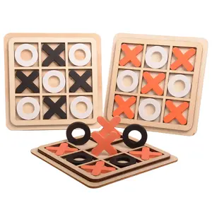 Çocuk eğlence oyuncak ahşap XO Tic Tac Toe satranç oyun masası tahta oyunları