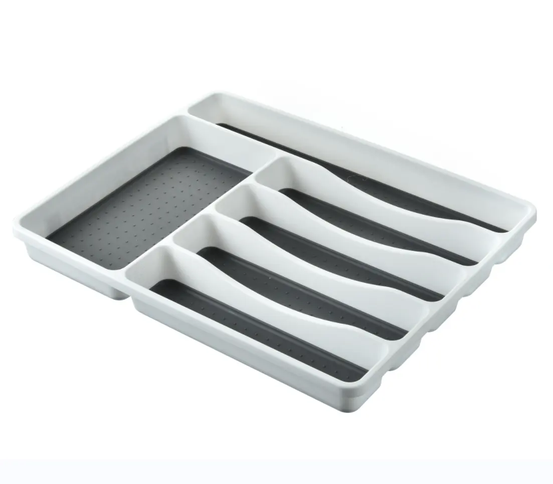 6 Compartment Non-Slip Plastic Drawer Organizer for kitchen cabinet pantry silverware tray