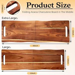 Planche à découper pliante en bois, rectangulaire, en bois massif, avec poignée, double face, pour pique-nique, camping, préparation des aliments - Product Image 2