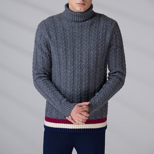 Pull-over col roulé en laine tricotée torsadée pour homme, personnalisé, anti-boulochage, décontracté, idéal pour l'hiver – Fabricant de tricots - Product Image 4