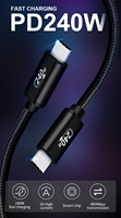 Cable USB C a C de Aluminio y Nailon Trenzado con Carga Rápida PD 3.1 de 240W 5A y 480Mbps para Computadora, Cámara y Auriculares