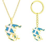 Porte-clés en métal personnalisé en gros, design carte de Grèce, porte-clés en émail tendance, cadeau touristique personnalisé, fourniture d'usine