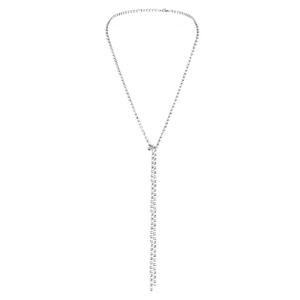 女性のための流行の金メッキステンレス鋼チェーンリンクネックレス長く薄い結晶宝石結婚式パーティー婚約 - Product Image 4