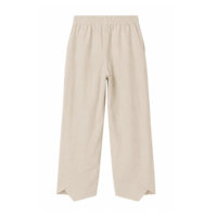 Pantalon en coton et lin pour femme, été 2026, coupe ample, jambe large, décontracté, avec cordon de serrage et taille élastique, OEM ODM, vente en gros
