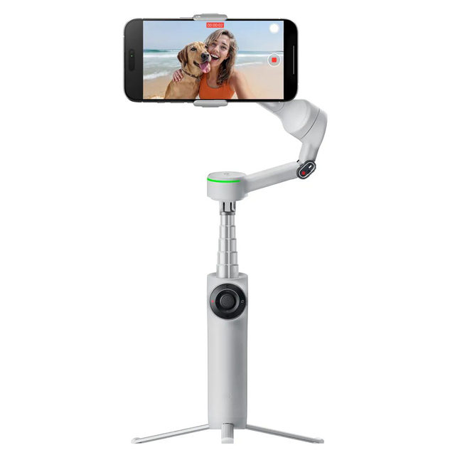 Handheld Gimbals Insta360 FLOW 2 Pro Built-In Selfie Stick & Tripod All-Day Battery Life AI-Powered Editing 1-Step Rapid Deploy