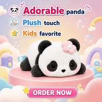 Peluche Panda Personnalisée, Figurine en Peluche Douce Allongée avec Fleur, Cadeau pour Enfants, OEM ODM