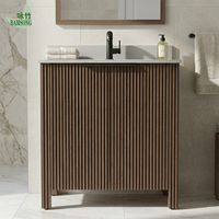 Meuble-lavabo pliable rainuré avec vasque, en stock entrepôt US, écologique, montage rapide, pour salle de bain