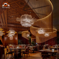Plafonnier LED Aoyi Lighting en forme de feuille de Ginkgo - Décoration d'ambiance de style oriental pour salle à manger haut de gamme et hôtel de luxe
