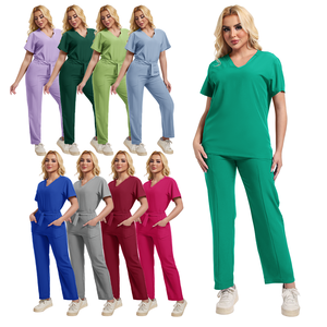 Fabricant de gommages Salon de beauté Femmes Médecin gommages médicaux Logo personnalisé Hôpital Jogger 2 pièces Vente en gros Scrubs Uniformes Ensembles - Product Image 1
