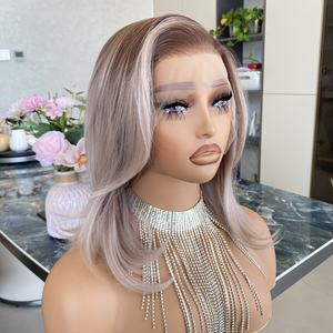 Perruque Courte Ondulée pour Femme, Racine Brune, Perruque Synthétique Ondulée Naturelle Résistante à la Chaleur avec Dentelle 13x4 pour Fête et Style Tendance - Product Image 4