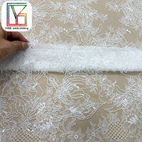 Tissu en dentelle Chantilly de haute qualité, tissu en dentelle perlée pour robe de mariée, tissu en dentelle à sequins, tissu en dentelle florale, tissu en dentelle perlée pour robe de bal