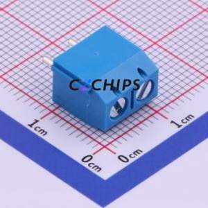 XY301V-A-5.0-2P Screw Terminal Block Through hole Component (THT),P=5mm Connector 1x2P 5mm Blue Through Hole - Product Image 2